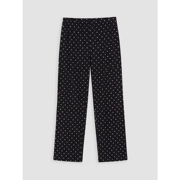 LCW DREAM Siyah Bisiklet Yaka Puantiyeli Kadın Pijama Takım