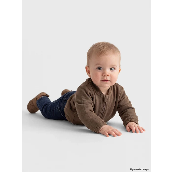 LCW baby Kahverengi Erkek Bebek Fermuarlı Sweatshirt