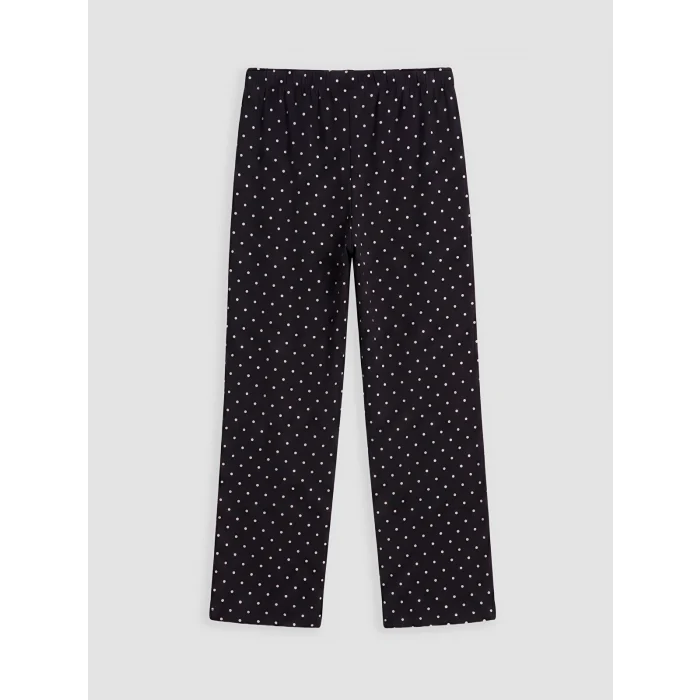 LCW DREAM Siyah Bisiklet Yaka Puantiyeli Kadın Pijama Takım