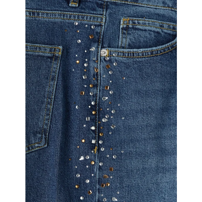 LCW Jeans İndigo Straight Fit Taşlı Kadın Jean Pantolon