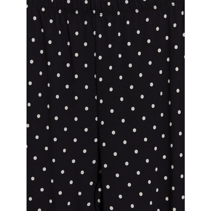 LCW DREAM Siyah Bisiklet Yaka Puantiyeli Kadın Pijama Takım