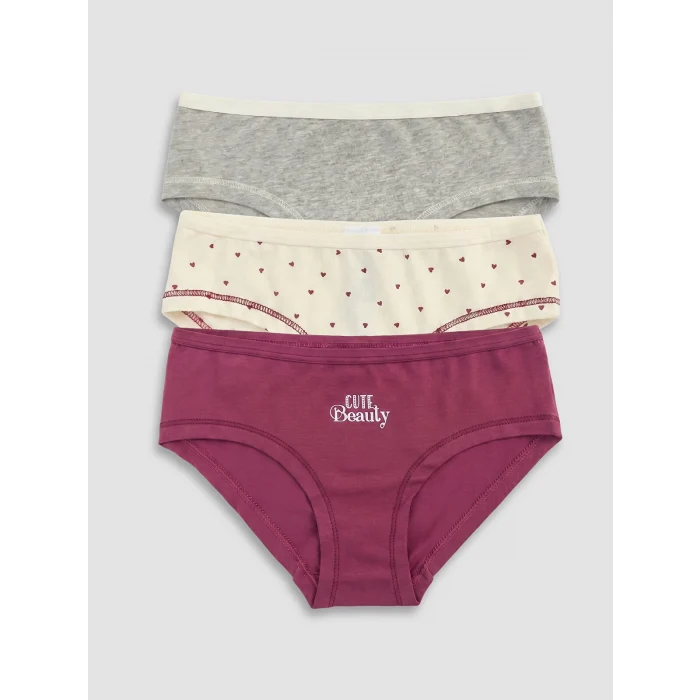 LCW Kids Ekru Kız Çocuk 3lü Külot