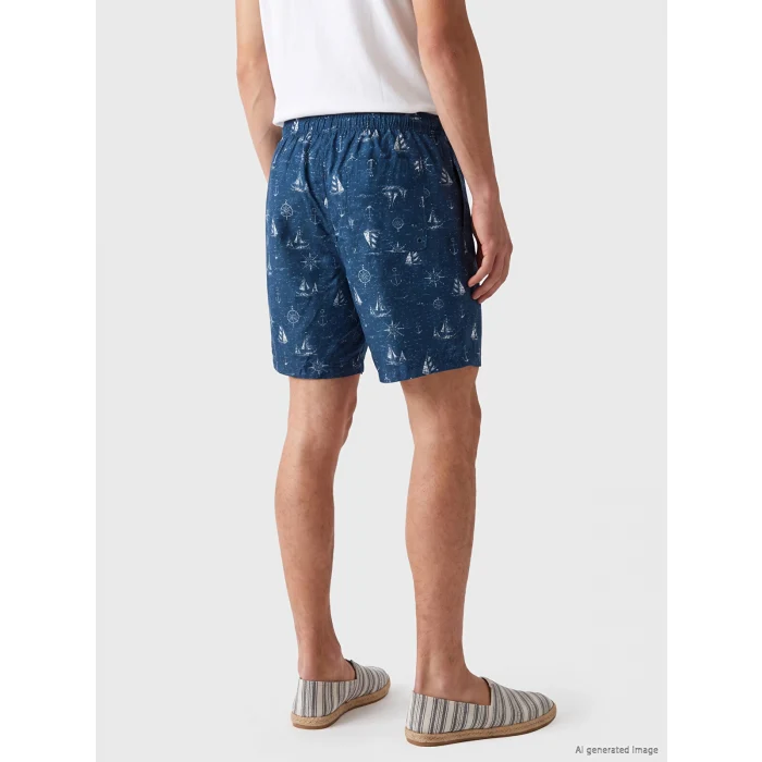 LCW SWIMWEAR Lacivert Diz Hizası Boy Desenli Erkek Deniz Şortu