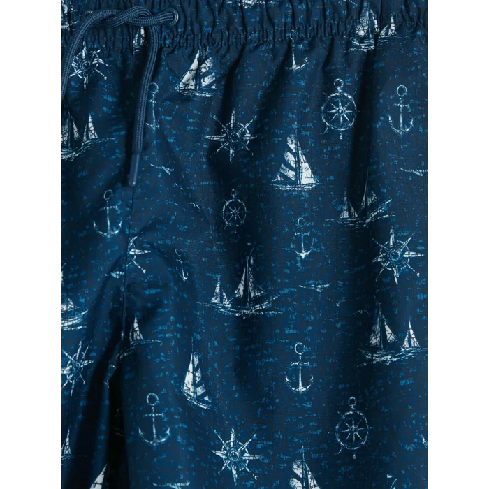 LCW SWIMWEAR Lacivert Diz Hizası Boy Desenli Erkek Deniz Şortu