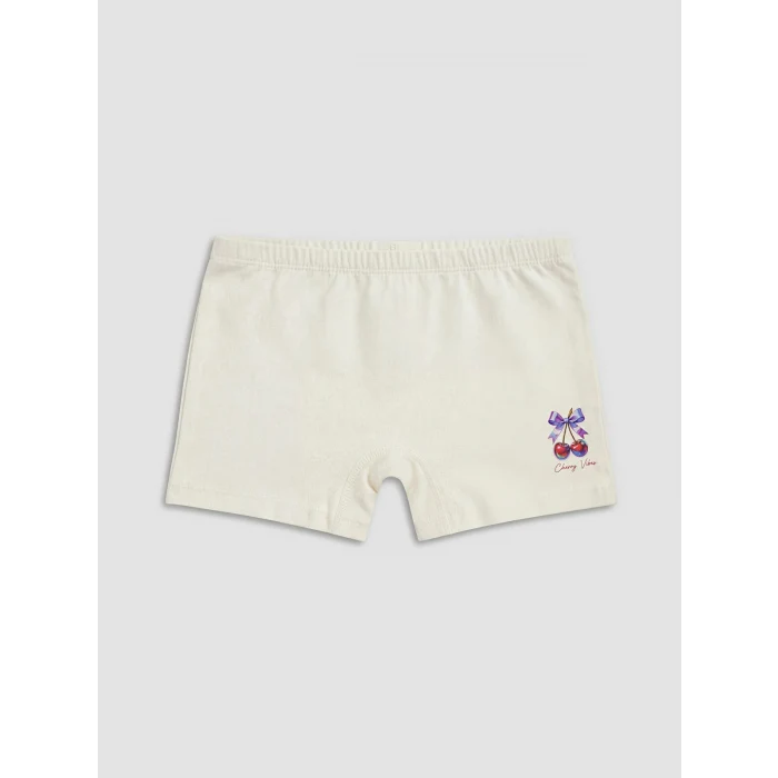 LCW Kids Ekru Baskılı Kız Çocuk Boxer 3lü