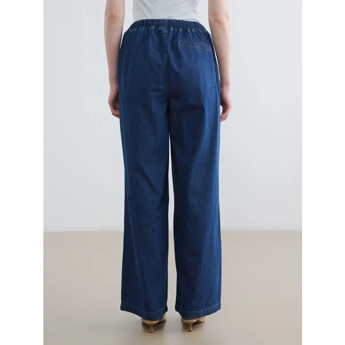 LCW Modest İndigo Beli Lastikli Wideleg Kadın Jean Pantolon