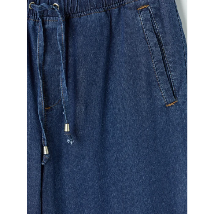LCW Modest İndigo Beli Lastikli Wideleg Kadın Jean Pantolon