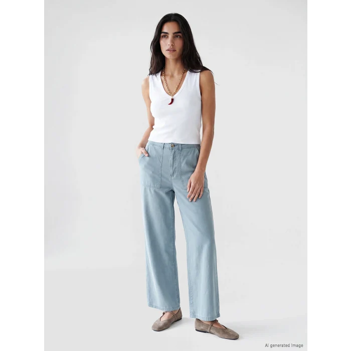 LCW Jeans Mavi Yüksek Bel Wideleg Kadın Jean Pantolon