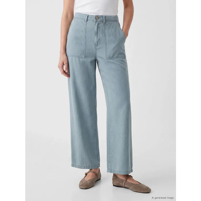 LCW Jeans Mavi Yüksek Bel Wideleg Kadın Jean Pantolon