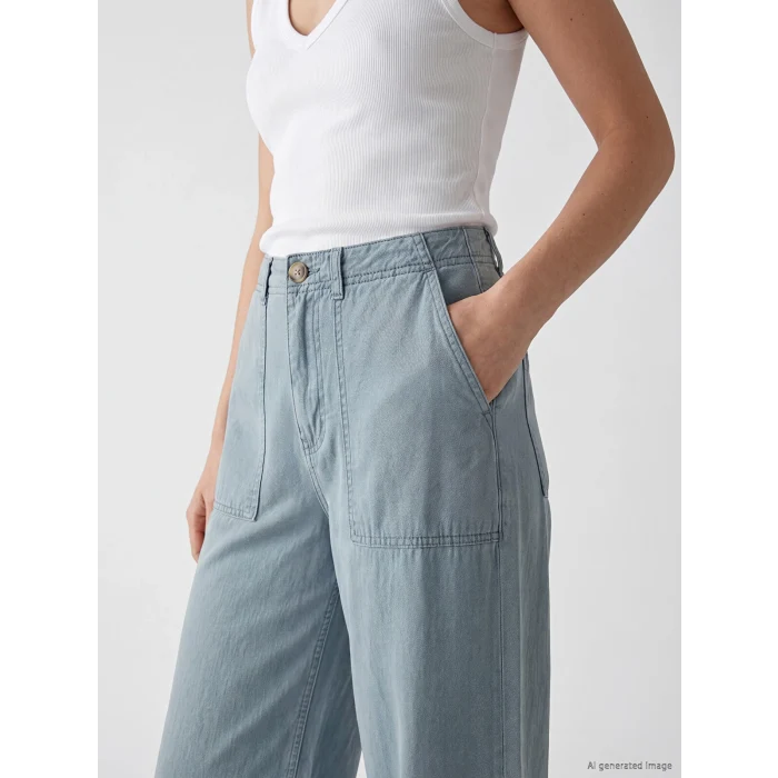 LCW Jeans Mavi Yüksek Bel Wideleg Kadın Jean Pantolon