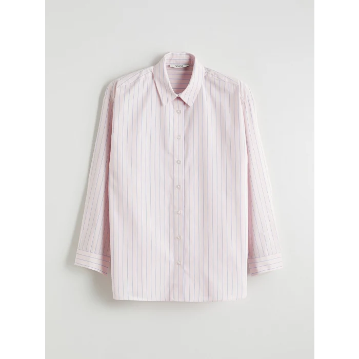 XSIDE Pembe Çizgili Poplin Kadın Gömlek
