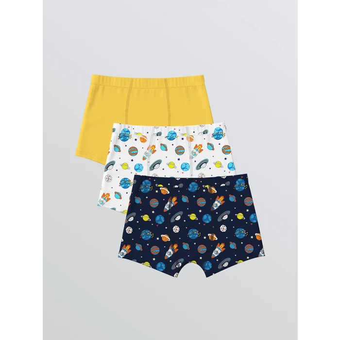 LCW Kids Lacivert Baskılı Erkek Çocuk Boxer 3lü