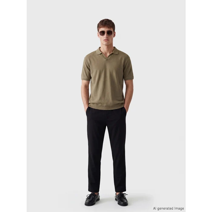 LCW Vision Siyah Regular Fit Keten Görünümlü Erkek Pantolon