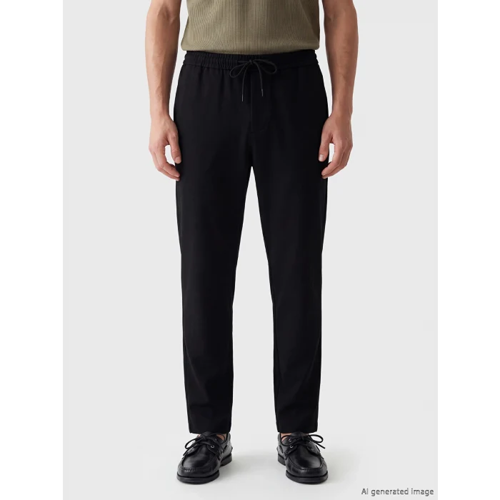 LCW Vision Siyah Regular Fit Keten Görünümlü Erkek Pantolon