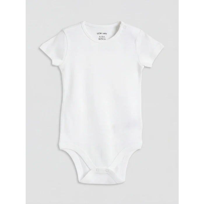 LCW baby Beyaz Bisiklet Yaka Kız Bebek Çıtçıtlı Body 3lü