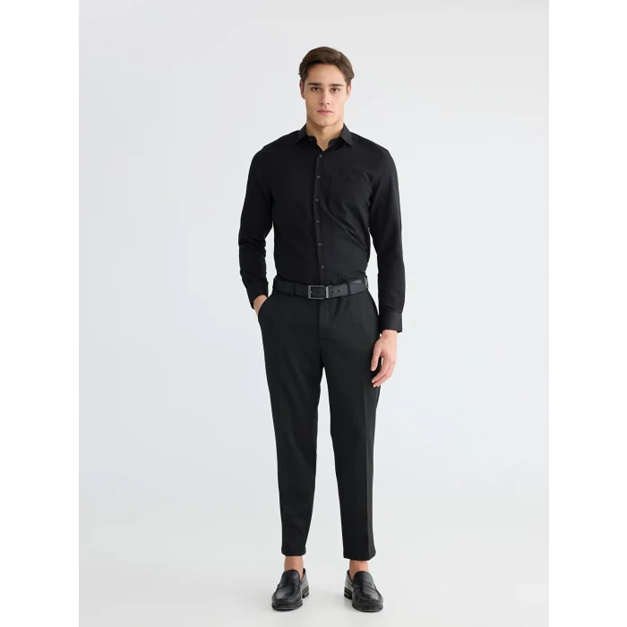 LCW BUSINESS Siyah Regular Fit Armürlü Erkek Gömlek