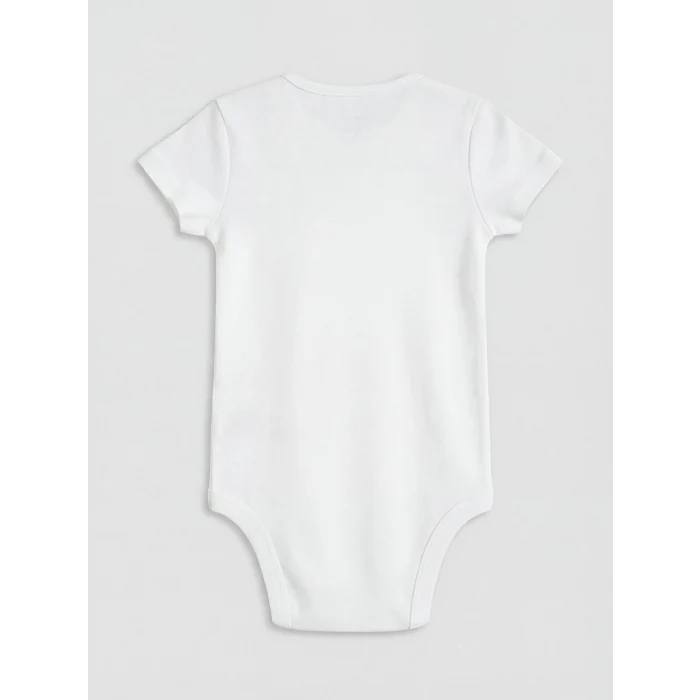 LCW baby Beyaz Bisiklet Yaka Kız Bebek Çıtçıtlı Body 3lü