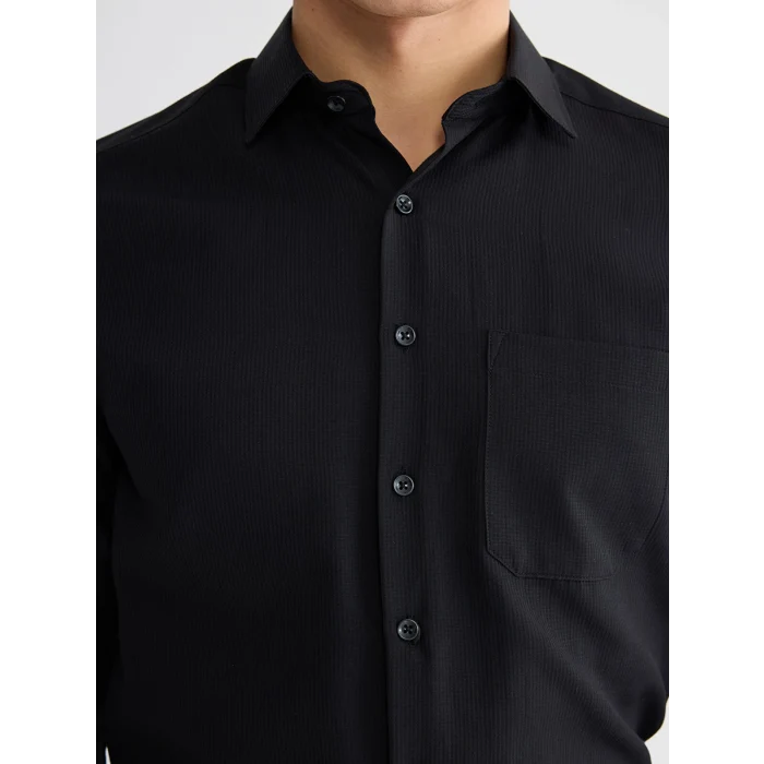 LCW BUSINESS Siyah Regular Fit Armürlü Erkek Gömlek