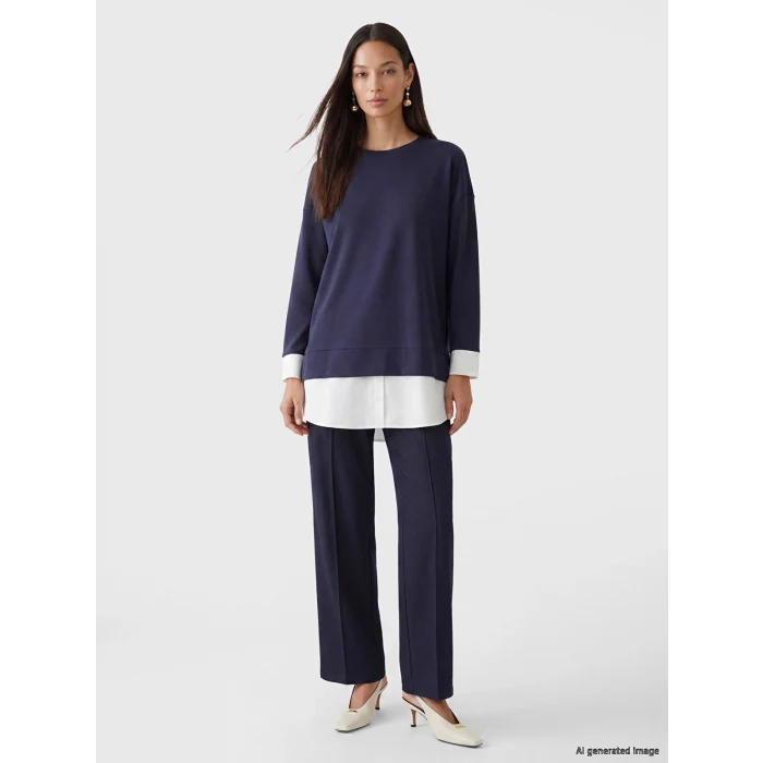 LCW EVERYDAY Mavi Soft Touch Oversize Kadın Sweatshirt Tunik