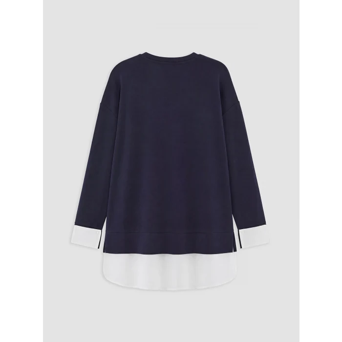 LCW EVERYDAY Mavi Soft Touch Oversize Kadın Sweatshirt Tunik