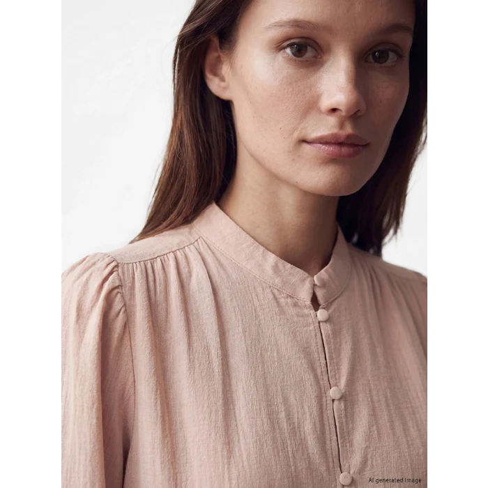 LCW Modest Pembe Büzgülü Kadın Müslin Tunik