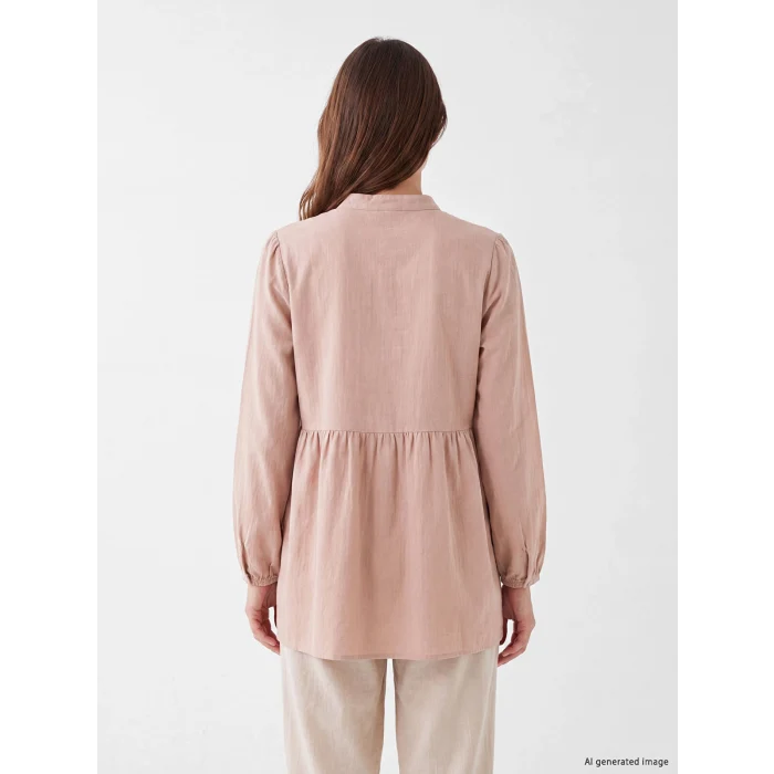 LCW Modest Pembe Büzgülü Kadın Müslin Tunik