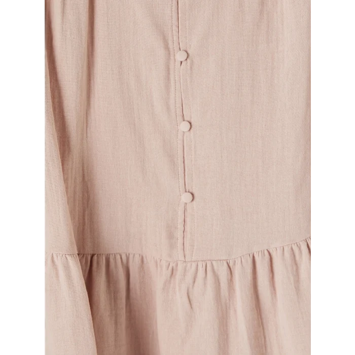 LCW Modest Pembe Büzgülü Kadın Müslin Tunik