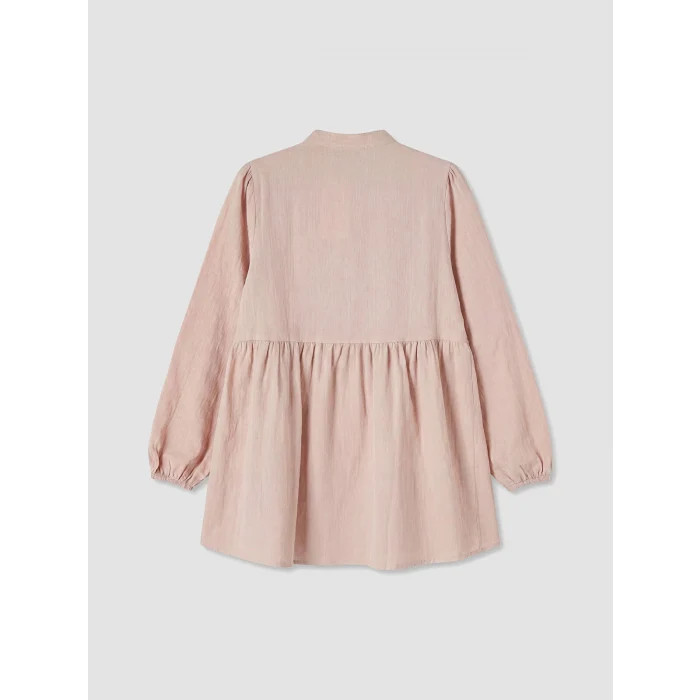 LCW Modest Pembe Büzgülü Kadın Müslin Tunik