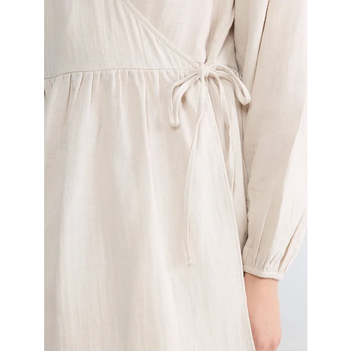 LCW Modest Gri Kruvaze Yaka Dokulu Kadın Kimono