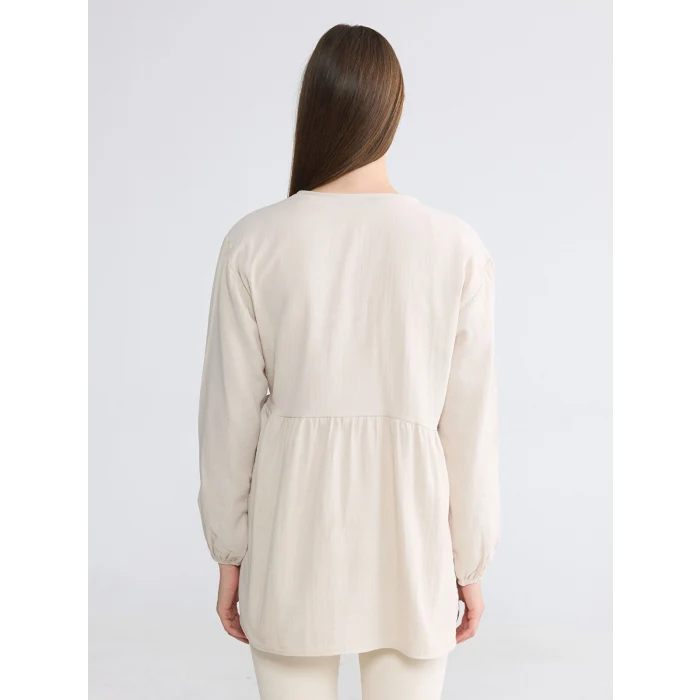 LCW Modest Gri Kruvaze Yaka Dokulu Kadın Kimono