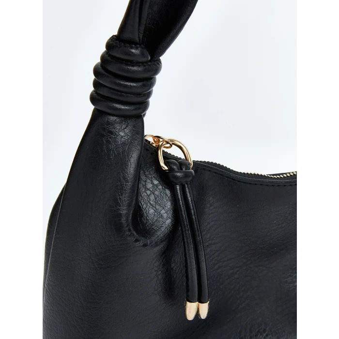 LCW ACCESSORIES Siyah Deri Görünümlü Kadın Omuz Çantası