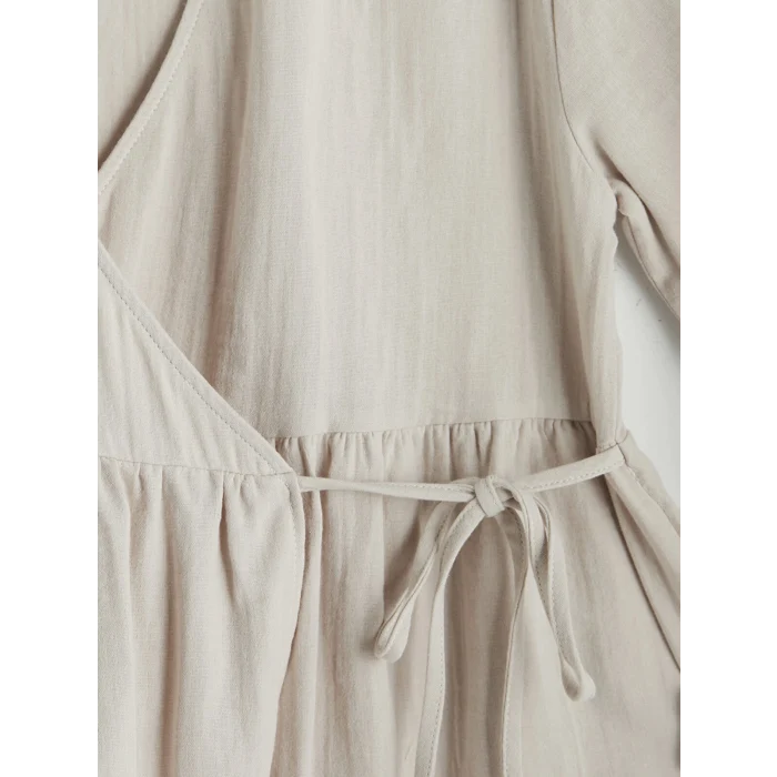 LCW Modest Gri Kruvaze Yaka Dokulu Kadın Kimono