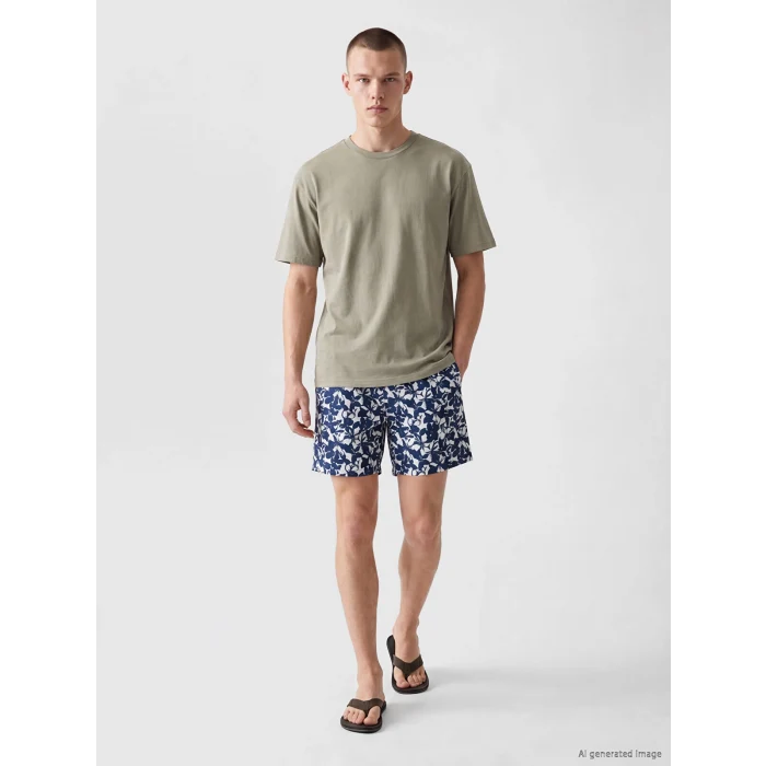 LCW SWIMWEAR Lacivert Kısa Boy Desenli Erkek Deniz Şortu