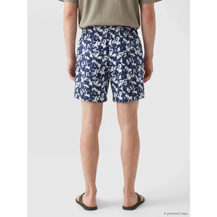LCW SWIMWEAR Lacivert Kısa Boy Desenli Erkek Deniz Şortu