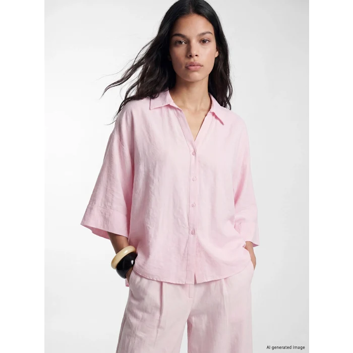 LCW Vision Pembe Oversize Armürlü Kadın Gömlek