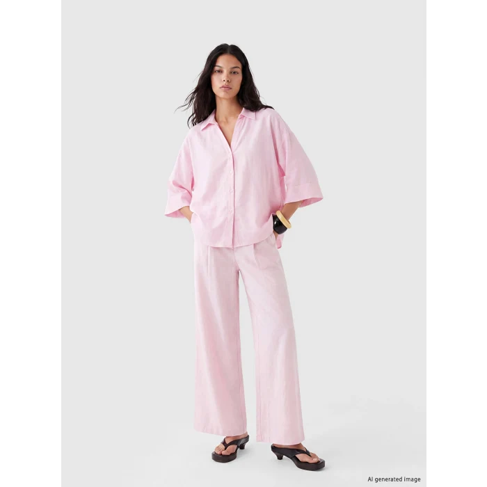 LCW Vision Pembe Oversize Armürlü Kadın Gömlek