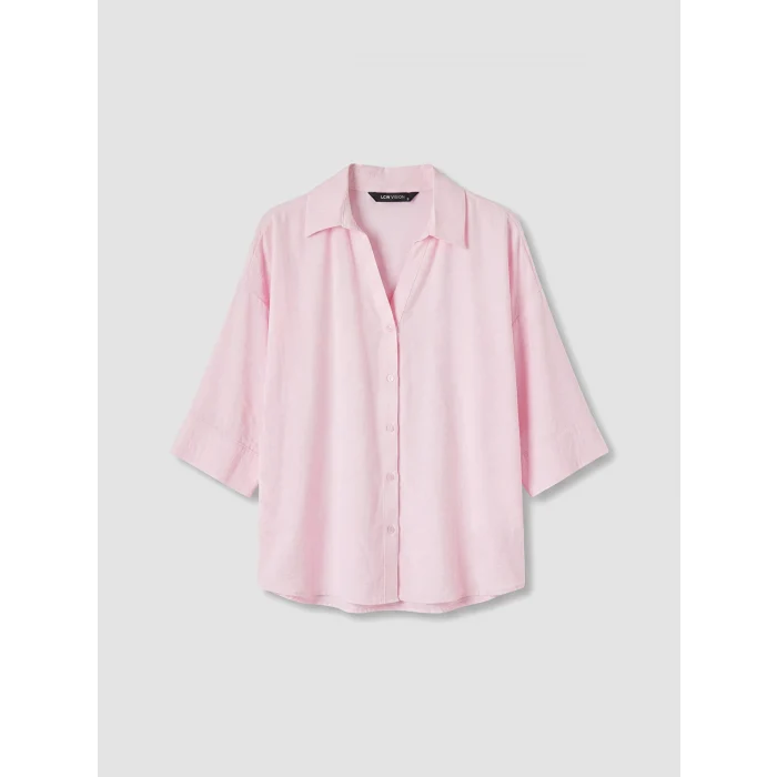 LCW Vision Pembe Oversize Armürlü Kadın Gömlek