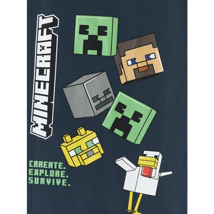 LCW Kids Lacivert Bisiklet Yaka Minecraft Baskılı Erkek Çocuk Atlet