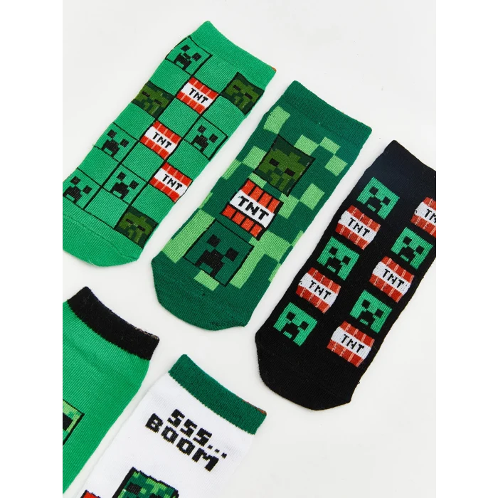 LCW Kids Karışık Minecraft Baskılı Erkek Çocuk Patik Çorap 5li