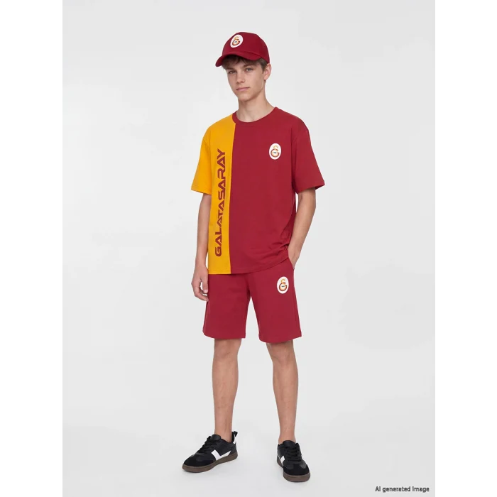 LCW Kids Kırmızı Galatasaray Baskılı Erkek Çocuk Şortlu Takım