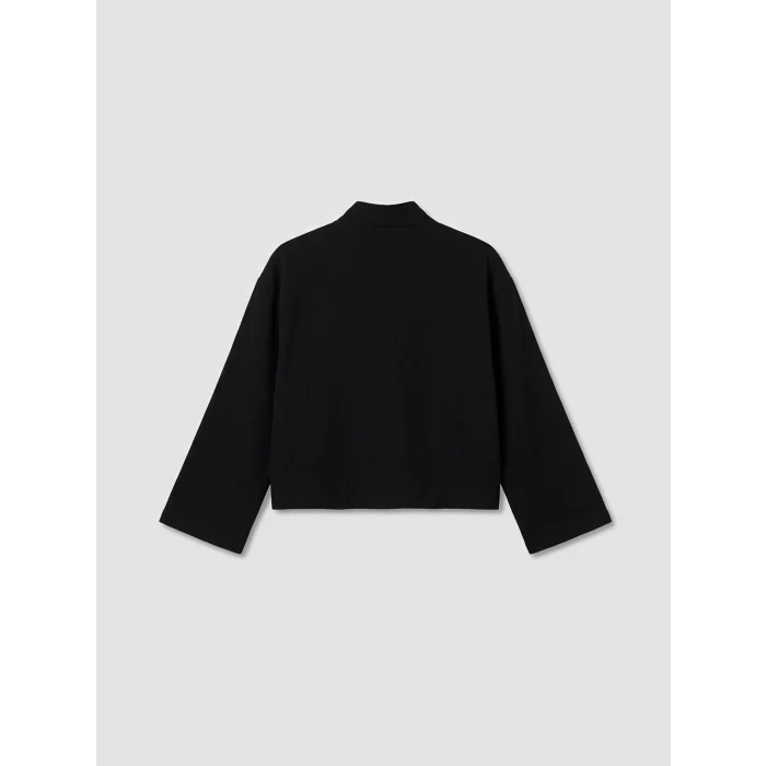 LCW Modest Siyah Şal Yaka Oversize Kadın Kimono
