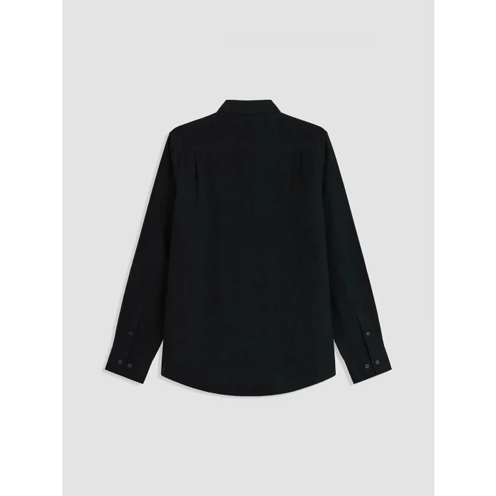 LCWAIKIKI Classic Siyah Regular Fit Keten Karışımlı Erkek Gömlek