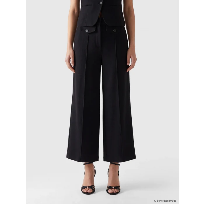 LCW Vision Siyah Regular Fit Geniş Paça Kadın Pantolon