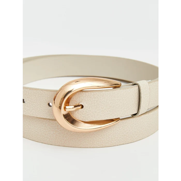LCW ACCESSORIES Bej Deri Görünümlü Kadın Kemer