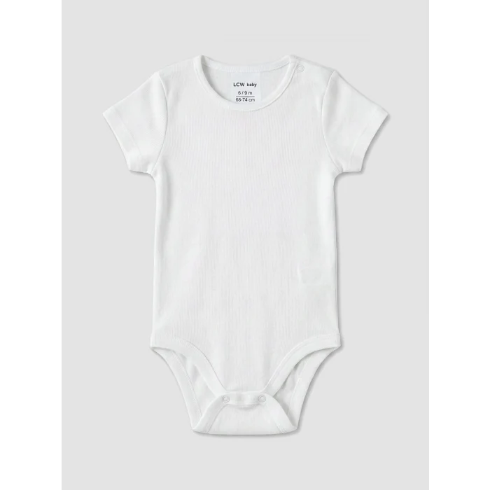 LCW baby Beyaz Bisiklet Yaka Kız Bebek Çıtçıtlı Body 3lü