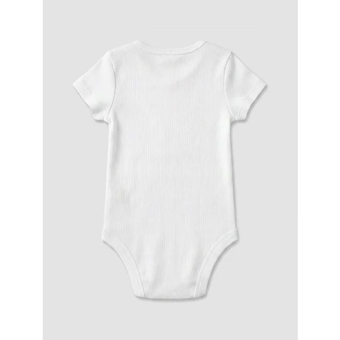 LCW baby Beyaz Bisiklet Yaka Kız Bebek Çıtçıtlı Body 3lü