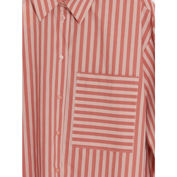 LCW Modest Pembe Çizgili Oversize Kadın Gömlek Tunik