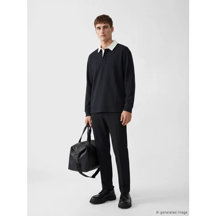 LCW Vision Lacivert Polo Yaka Erkek Sweatshirt