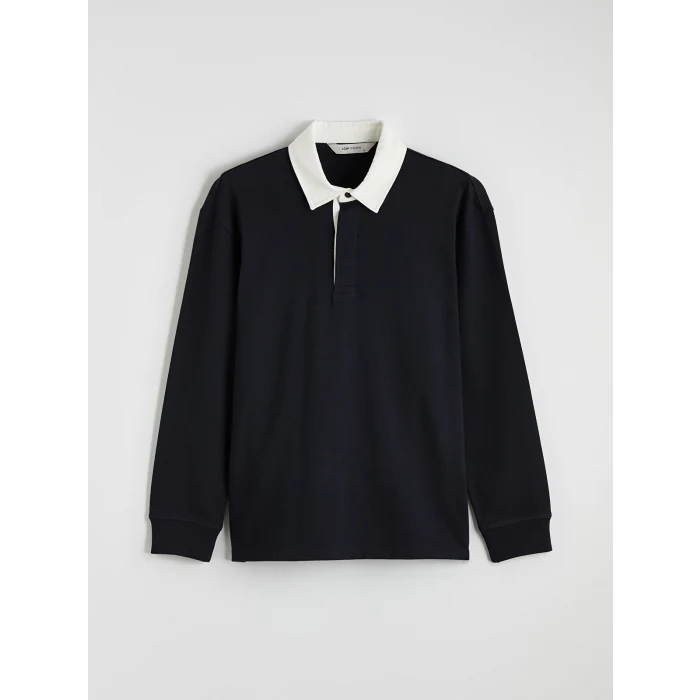 LCW Vision Lacivert Polo Yaka Erkek Sweatshirt