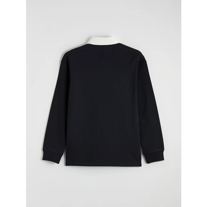 LCW Vision Lacivert Polo Yaka Erkek Sweatshirt